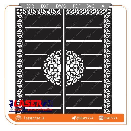تصویر طرح برش لیزر درب دو لنگه ساده #1